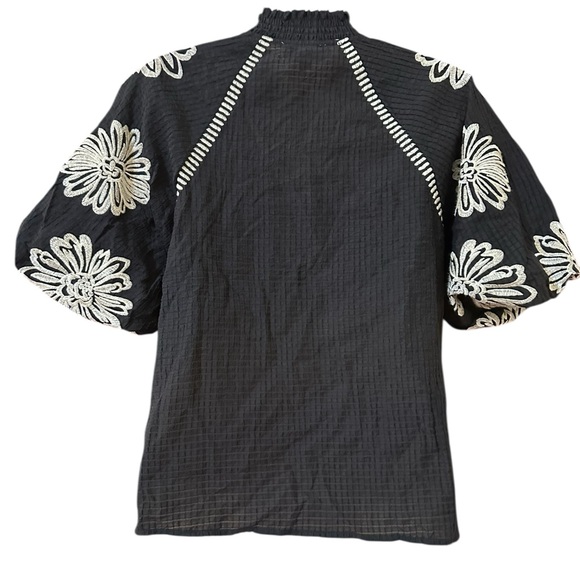 THML: Be The Light Black Embroidered Blouse XS - Picture 5 of 14